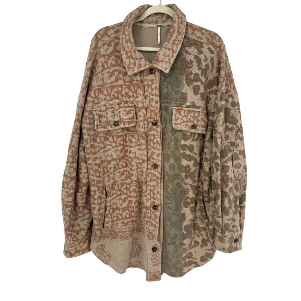 Free People Printed Ruby Jacket Tea Combo XL Oversized Shacket - Picture 3 of 12